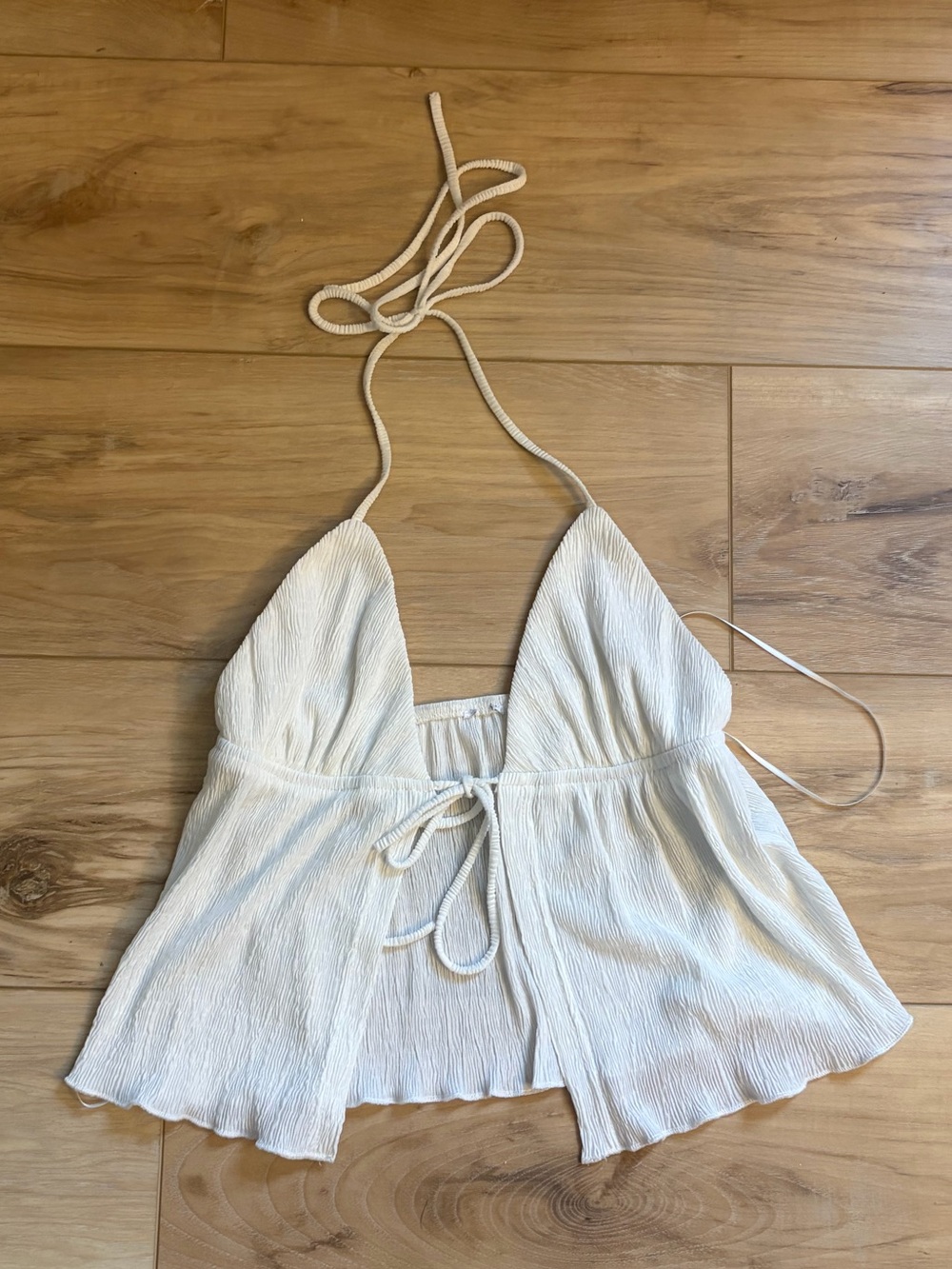 PRINCESS POLLY White Halter Tie-Front Women's Top